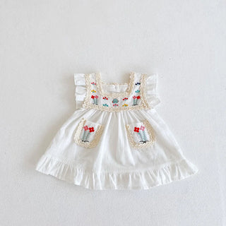MILANCEL 2022 Summer Baby Bodysuits Embroidery Girls One Piece Lace Pure Cotton 100 Days Baby Cothing - RYAN AND REMI