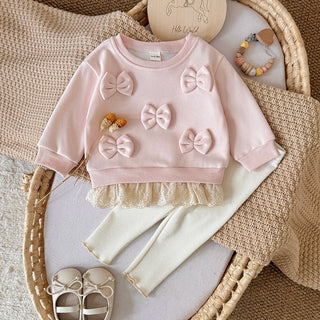 Bow Lace Hem Pants Set - RYAN AND REMI