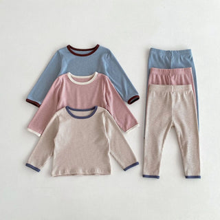 Contrast Waffle Loungewear Set - RYAN AND REMI