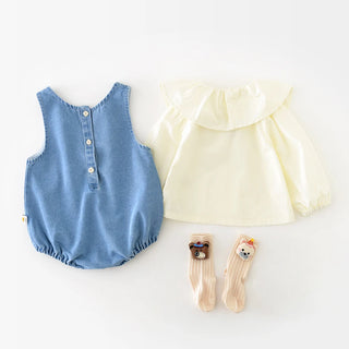 Peter Pan Collar Denim Set - RYAN AND REMI