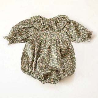 Floral Short Sleeve Romper With Bow - RYAN AND REMI