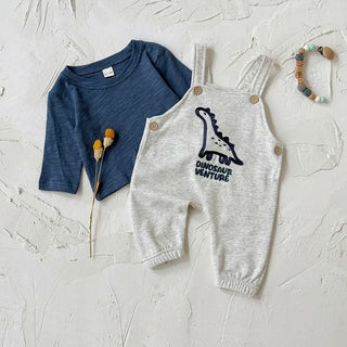 Baby Boy Dinosaur Outfit Set Long Sleeve Cotton T-shirt + Suspender Pants Infant Casual Clothes 0-18M - RYAN AND REMI