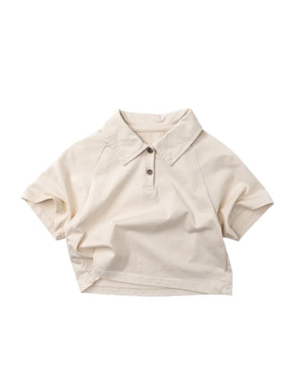 Korean Style Unisex Kids Cotton Polo T-shirt Breathable Short Sleeve Tee for Boys & Girls Summer Casual Top for 2-8 Years - RYAN AND REMI