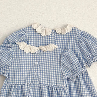 Plaid Vintage Ruffle Style Romper - RYAN AND REMI