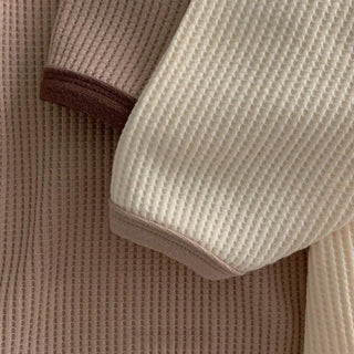 Piped-Trim Waffle Jumpsuit - RYAN AND REMI