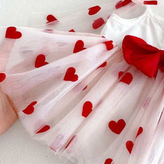 Lace Heart Puff Skirt Romper Dress