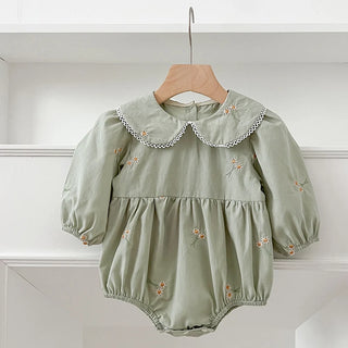 Long Sleeve  Embroidery Flower Romper