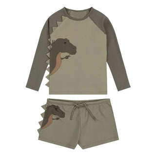 Baby Swimwear New Summer Boys Cartoon Dinosaur Raglan Sleeve Long Sleeve Tops+Swimming Trunks Kids Beach Split Swimsuit H23316 - RYAN AND REMI