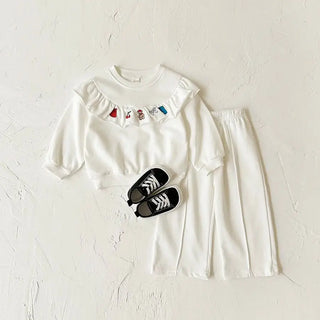 Embroidered Flounce Top Lounge Set - RYAN AND REMI