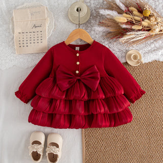 Ruffle Bow Christmas Dress