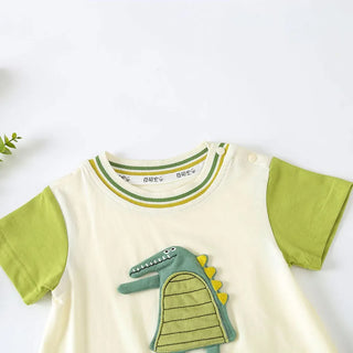 Cartoon Dinosaur Patchwork Jumpsuit