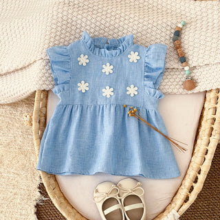 Flower Patch Cotton Linen Dress - RYAN AND REMI