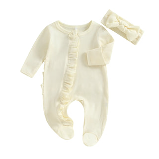 Ruffle Footed Jumpsuit with Headband - RYAN AND REMI