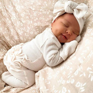 Ruffle Footed Jumpsuit with Headband - RYAN AND REMI