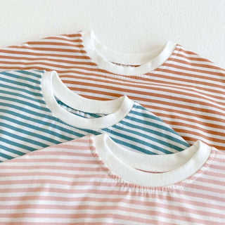Oversized Striped T-Shirt Romper - RYAN AND REMI