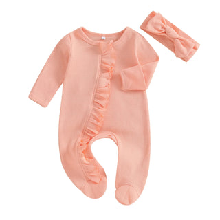 Ruffle Footed Jumpsuit with Headband - RYAN AND REMI