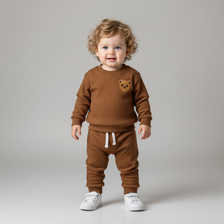 Teddy Bear Ribbed Tracksuit Waffle Set - RYAN AND REMI