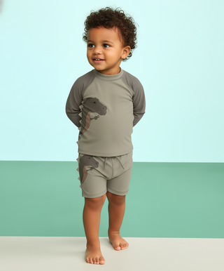 Leopard Dinosaur Raglan Sleeve Swimsuit - RYAN AND REMI